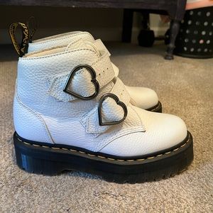 Doc martens Devon heart white platform boots size 8